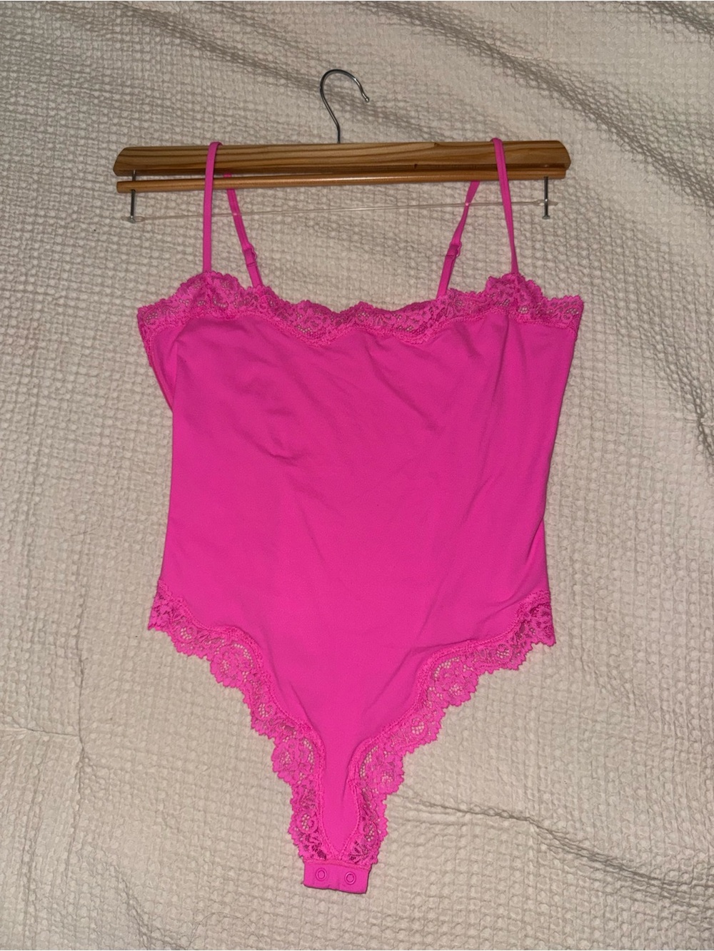 SKIMS Hot Pink Lace-Trim Bodysuit